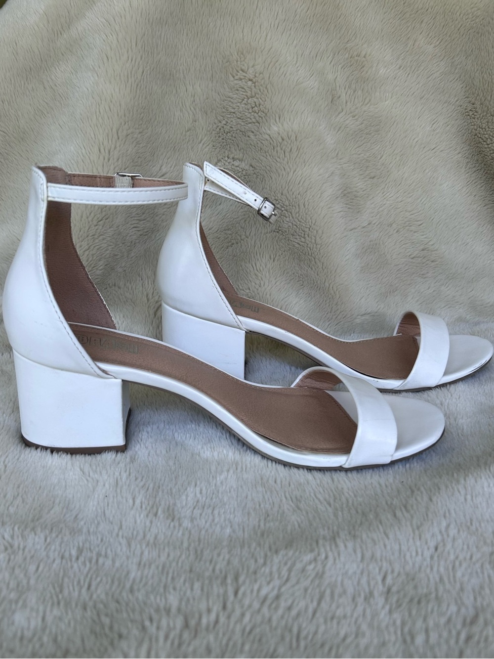 Brash off-white block heel ankle strap shoes size 9